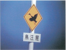 「鳥注意」標識